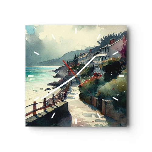 Nástenné hodiny - Stredomorské mestečko - 40x40 cm