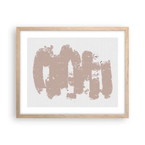 Plagát v ráme zo svetlého duba - Abstrakcia v jemnej ružovej - 50x40 cm