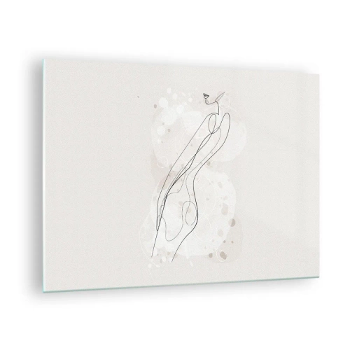 Obraz na skle - Kontúrovaná silueta ženy v odtieňoch béžovej - 70x50cm - Zablúdiť pohľadom - Moderná nástenná dekorácia do obývacej izby a spálne ARTTOR