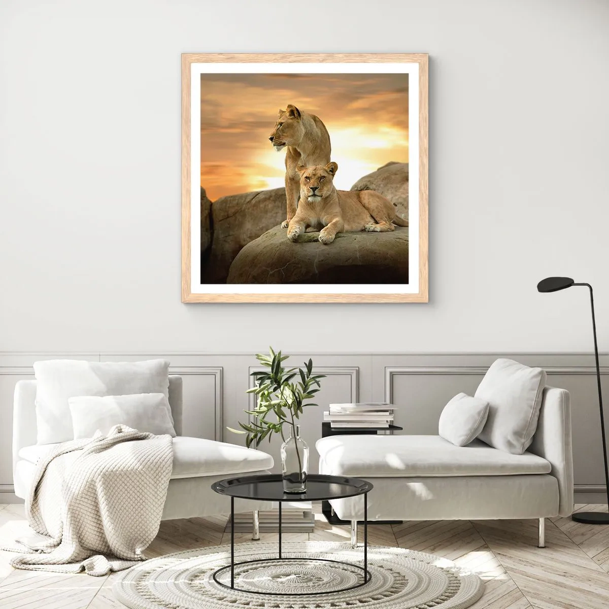 Plagát v ráme zo svetlého duba - Kráľovský majestát - 50x50 cm
