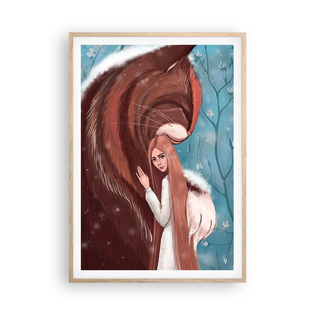 Plagát v ráme zo svetlého duba - Vitaj v rozprávke - 70x100 cm