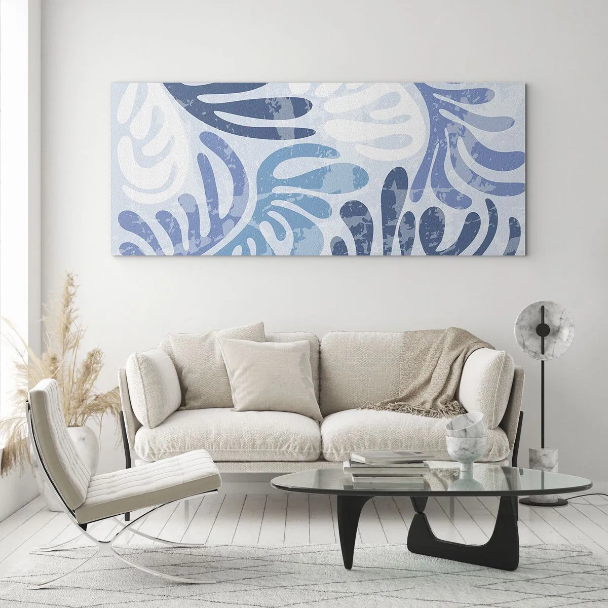 Obraz na skle - Modré papradie - 100x40 cm