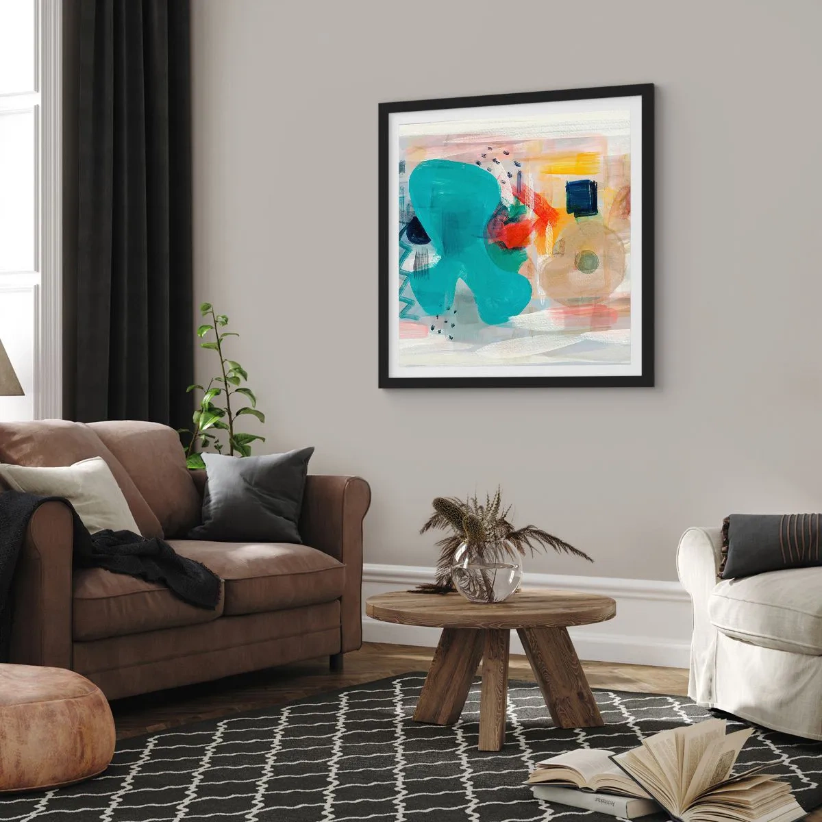 Plagát v čiernom ráme - Farebná hra - 40x40 cm