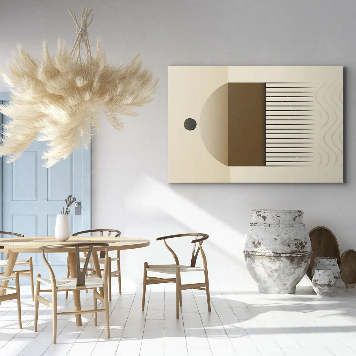Obraz na plátne - Abstraktná geometrická kompozícia v béžových a hnedých tónoch - 70x50cm - Rôzne stavy - Moderná nástenná dekorácia do obývacej izby a spálne ARTTOR
