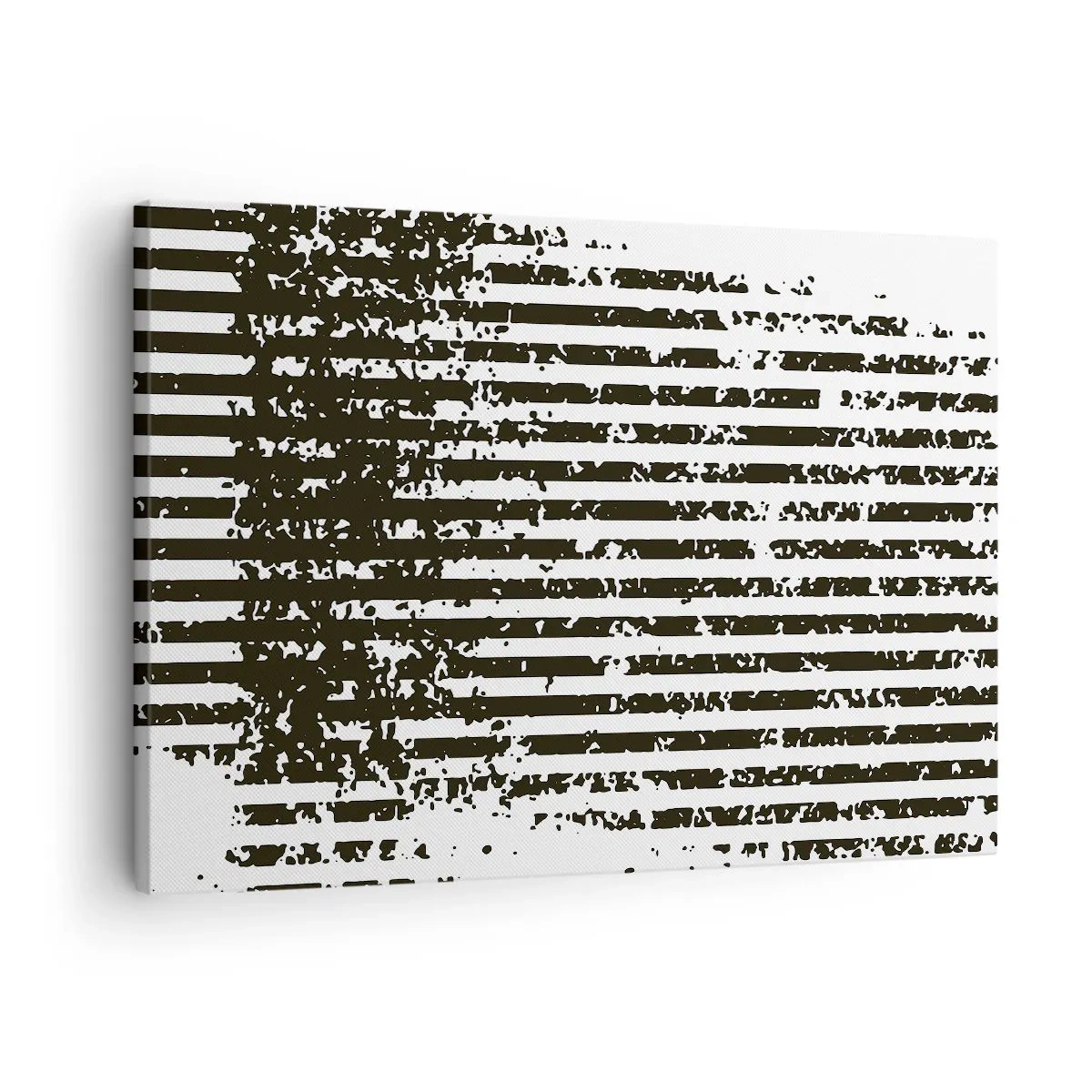 Obraz na plátne - Abstraktné čiary s efektom poškodenia v čiernej a bielej farbe - 70x50cm - Rytmus a šum - Moderná nástenná dekorácia do obývacej izby a spálne ARTTOR