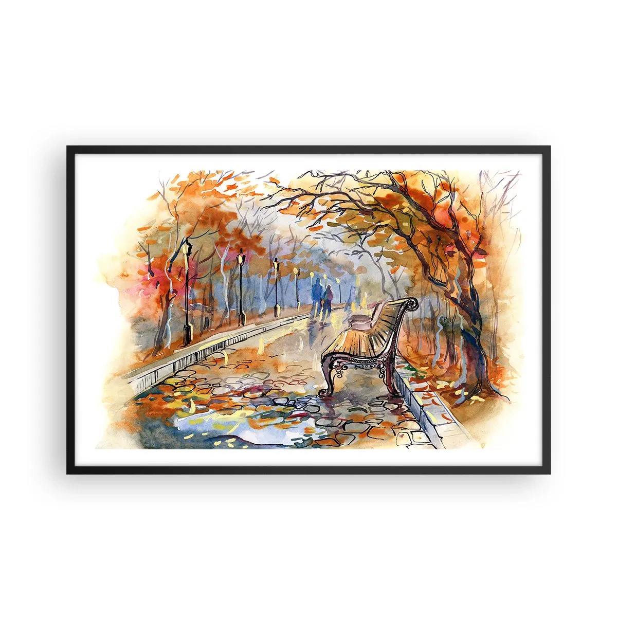 Plagát v čiernom ráme - Spoločne putovať jeseňou - 91x61 cm