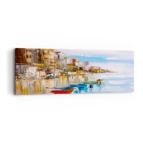 Obraz na plátne - Viacfarebný mestský prístav - 90x30 cm