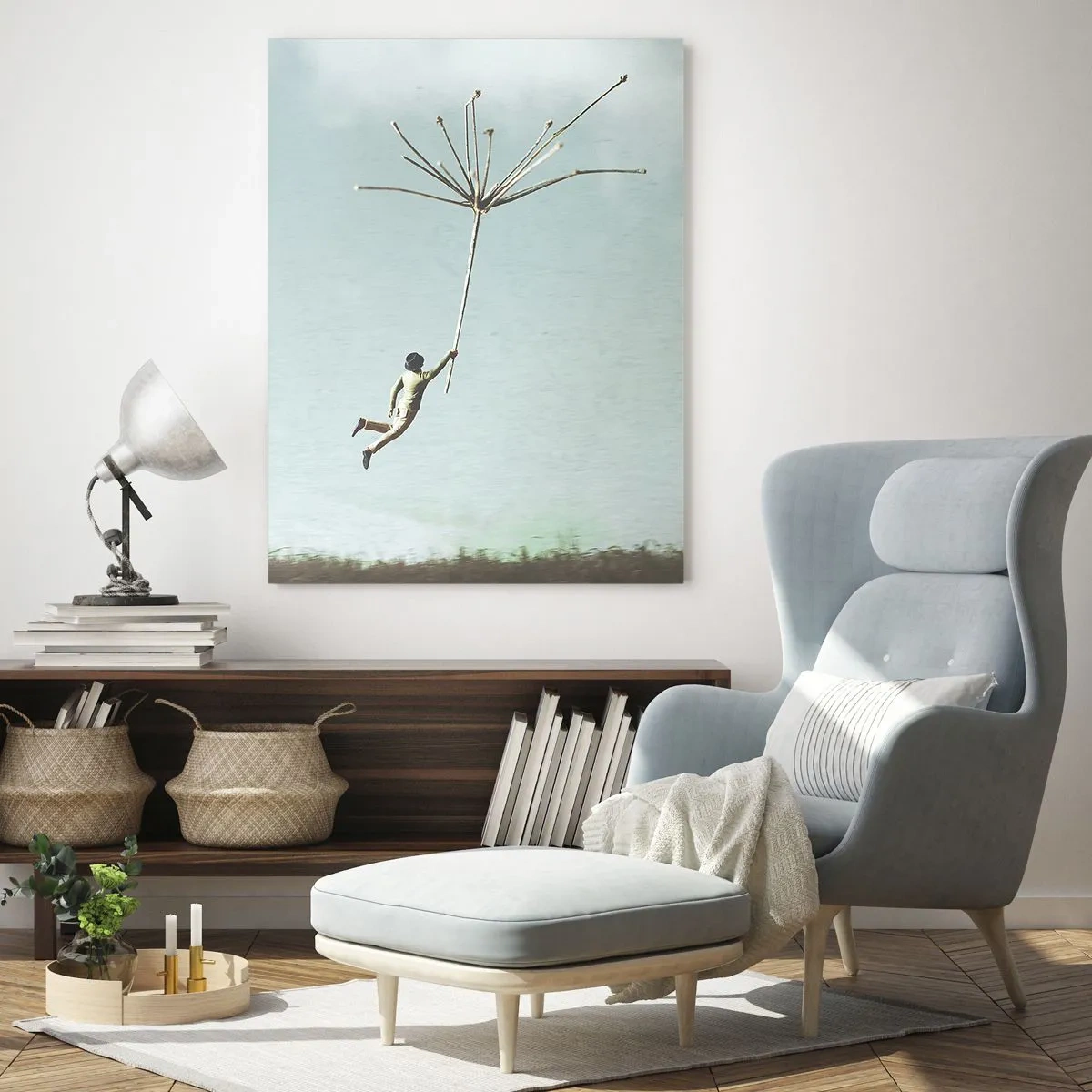 Obraz na skle - Lietajúca púpava - 50x70 cm
