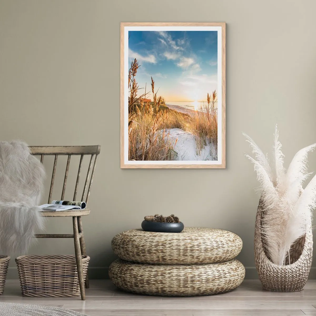 Plagát v ráme zo svetlého duba - Severná pláž - 61x91 cm