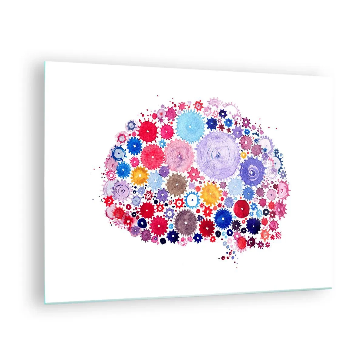 Obraz na skle - Farebná ilustrácia mozgu zloženého z geometrických tvarov. - 70x50cm - Najdokonalejšia mašinéria prírody - Moderná nástenná dekorácia do obývacej izby a spálne ARTTOR