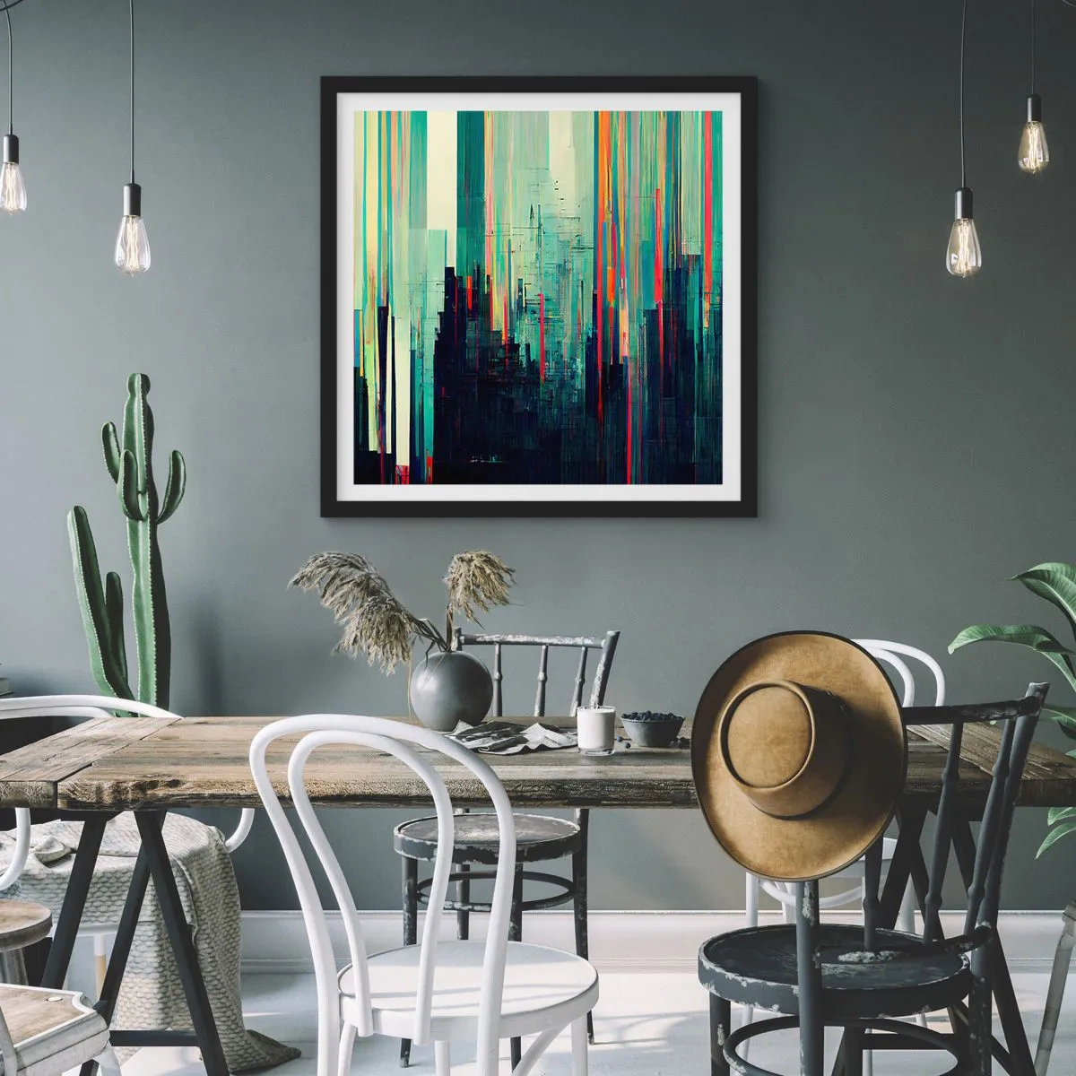 Plagát v čiernom ráme - Futuristické mesto - 60x60 cm