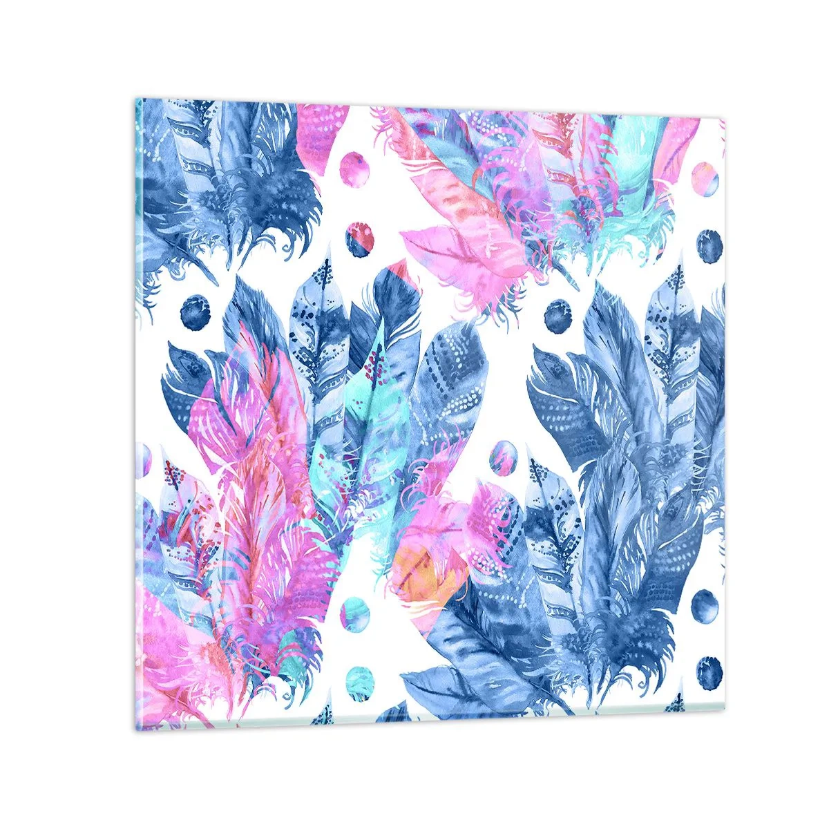 Obraz na skle - Chocholy v ružovej a blankytnej - 40x40 cm