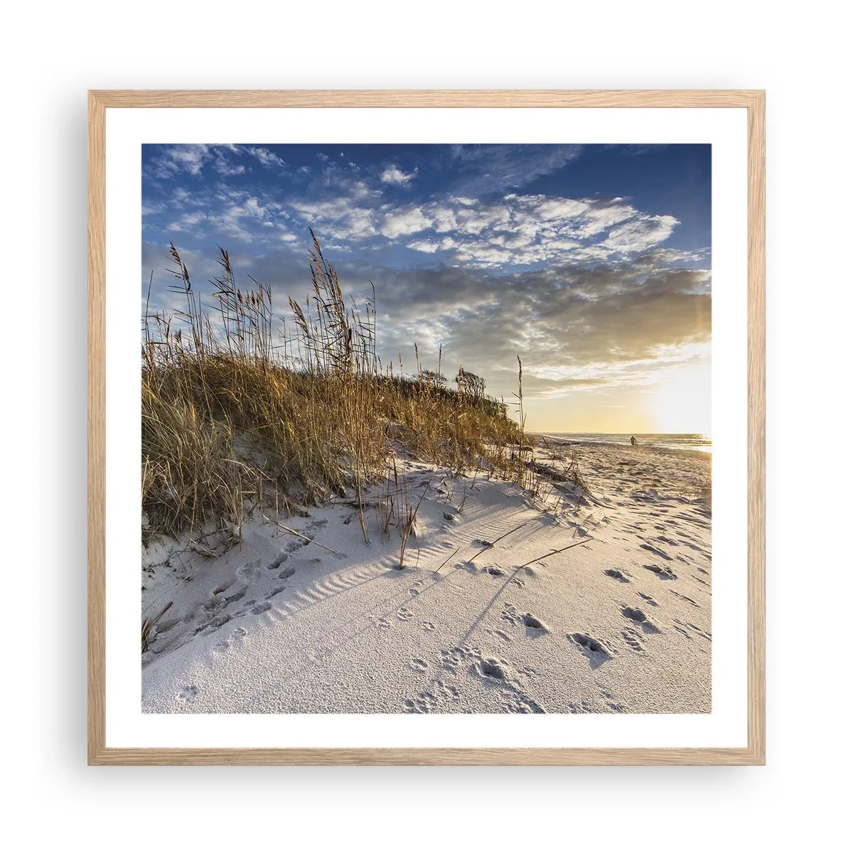 Plagát v ráme zo svetlého duba - Pozvánka na prechádzku - 60x60 cm