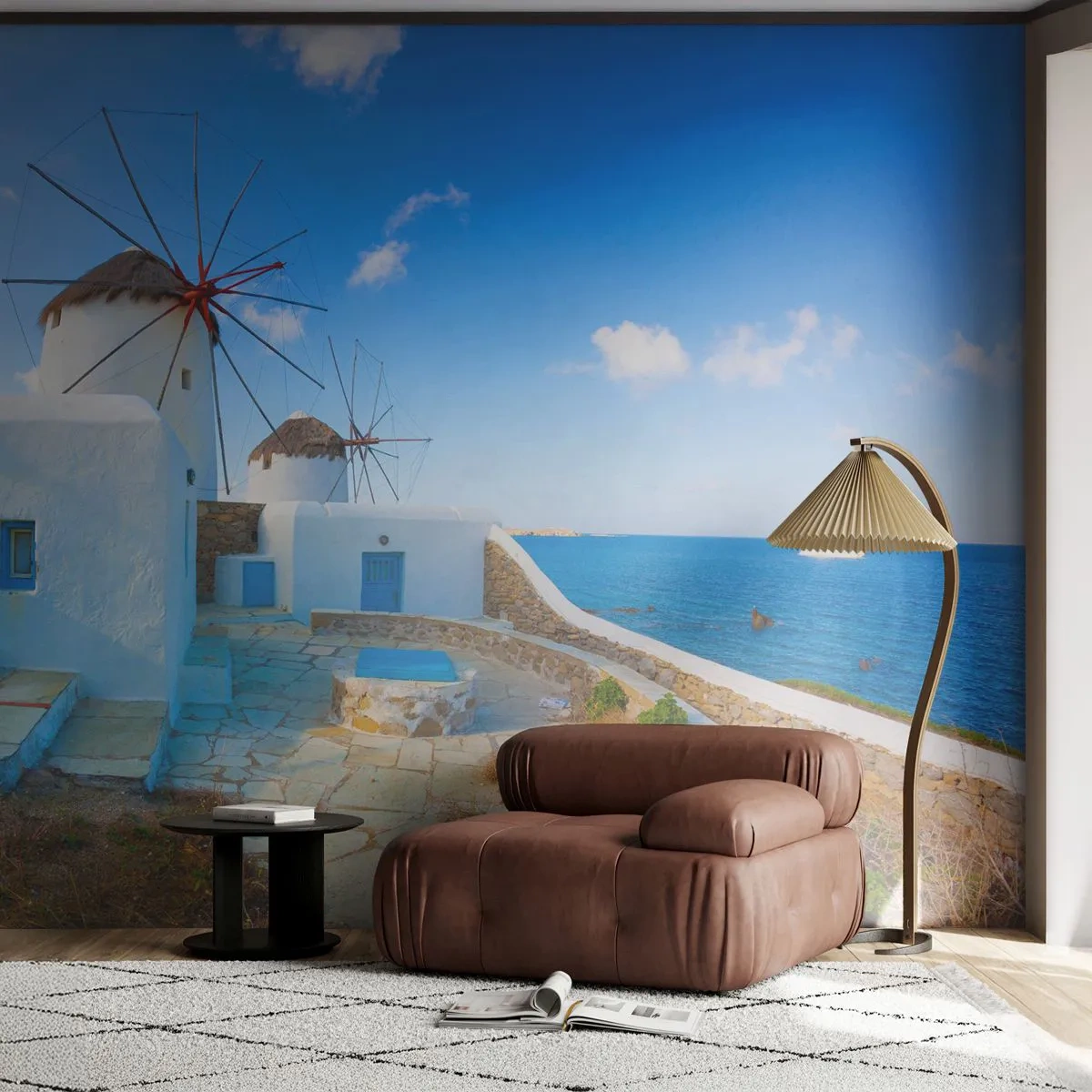 Fototapeta Premium Sand - Modrý vietor od mora - Architektúra, Krajina, Grécko - 100x70 cm