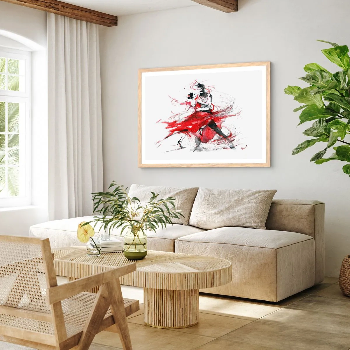 Plagát v ráme zo svetlého duba - Tango - rytmus náruživosťou - 91x61 cm