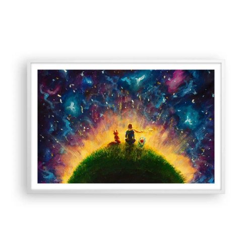 Plagát v bielom ráme - Láska a priateľstvo - celý svet - 91x61 cm