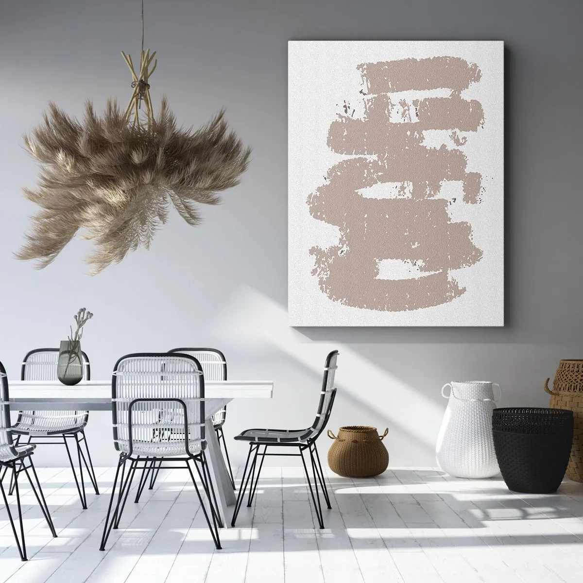 Obraz na plátne - Abstrakcia v jemnej ružovej - 50x70 cm