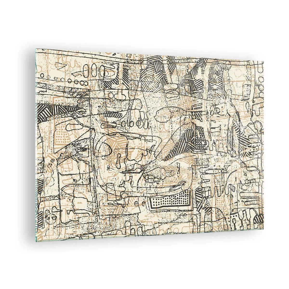 Obraz na skle - Komplexná abstraktná štruktúra s geometrickými a povrchnými vzormi. - 70x50cm - Čaká na rozlúštenie - Moderná nástenná dekorácia do obývacej izby a spálne ARTTOR