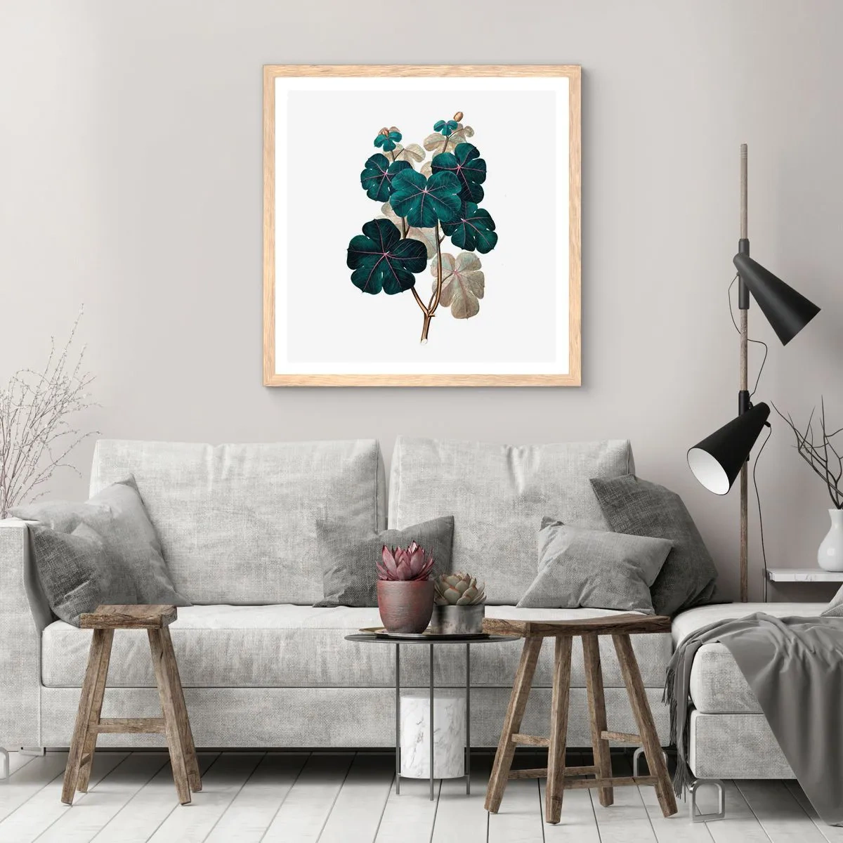 Plagát v ráme zo svetlého duba - Zo starého herbára - 50x50 cm