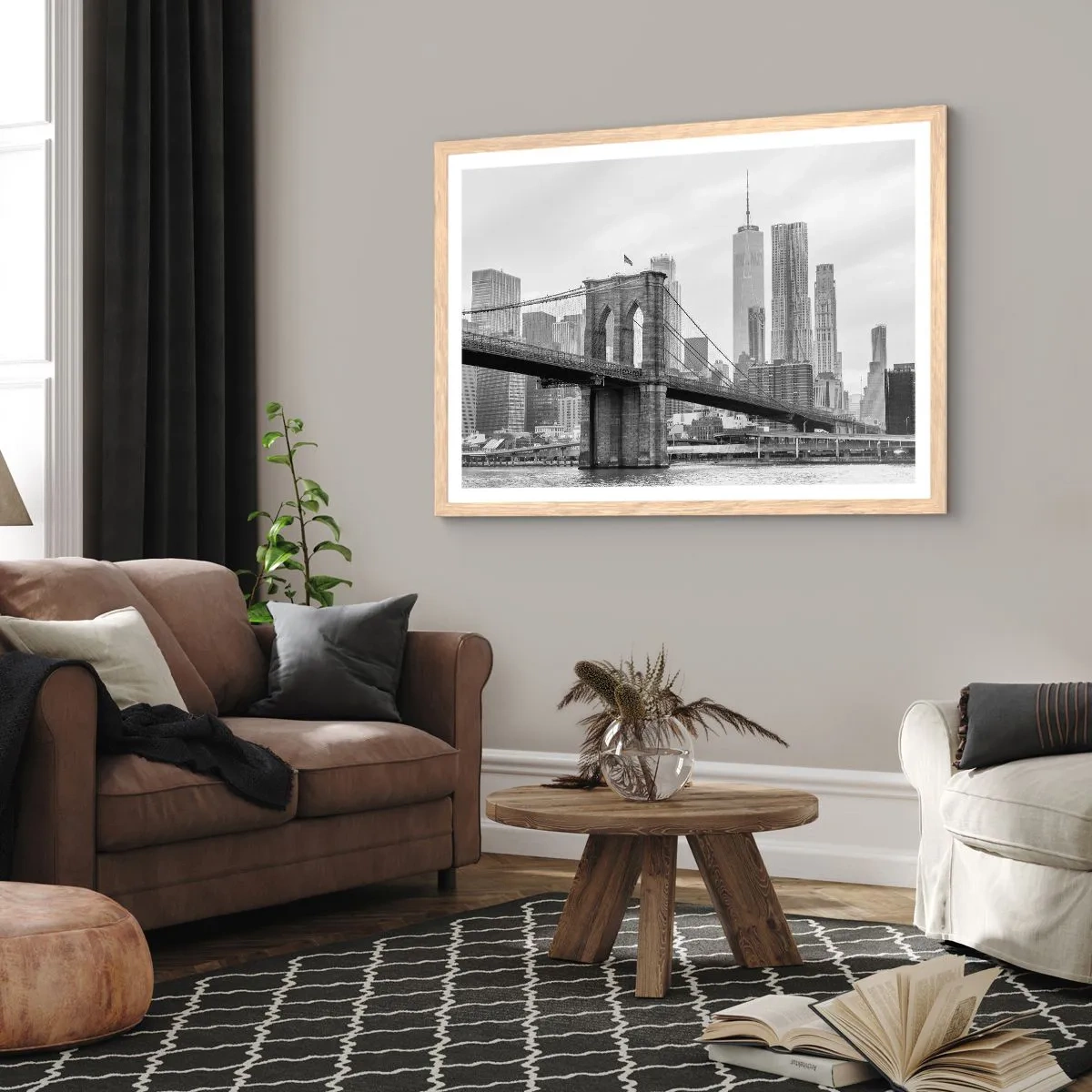 Plagát v ráme zo svetlého duba - Newyorské zázraky - 40x30 cm