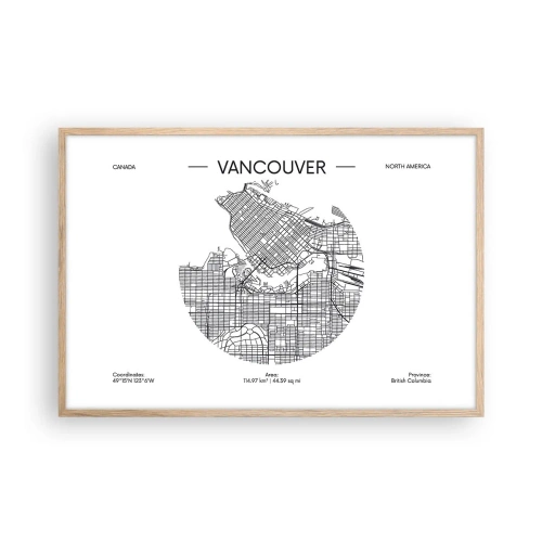Plagát v ráme zo svetlého duba - Anatómia Vancouveru - 91x61 cm
