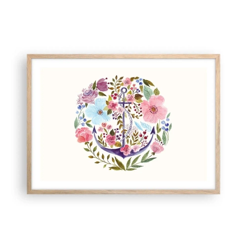 Plagát v ráme zo svetlého duba - Námorníkov krásny sen - 70x50 cm