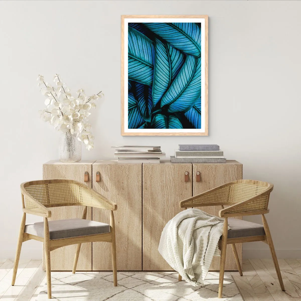 Plagát v ráme zo svetlého duba - Čiary života - 70x100 cm