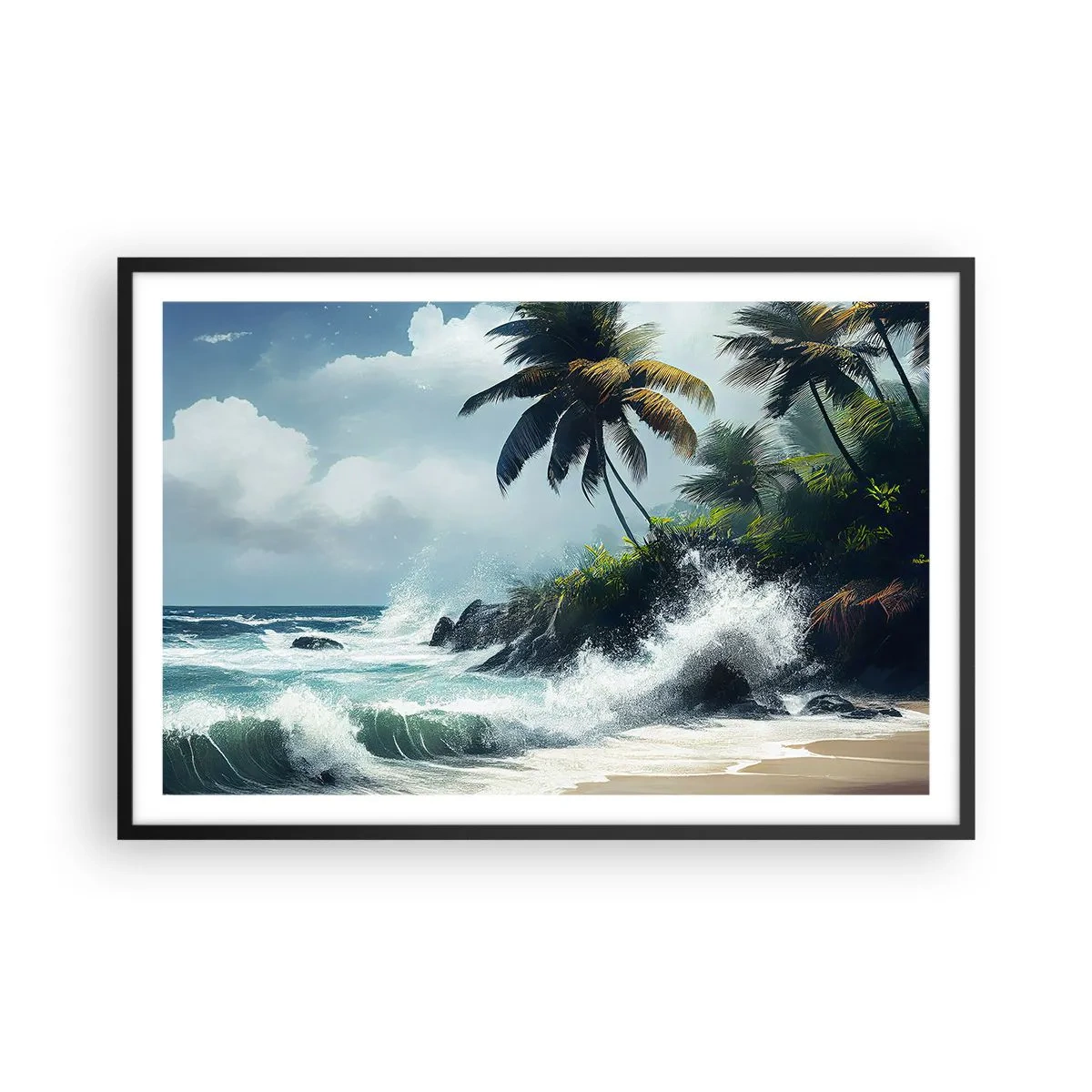 Plagát v čiernom ráme - Na tropickom pobreží - 91x61 cm