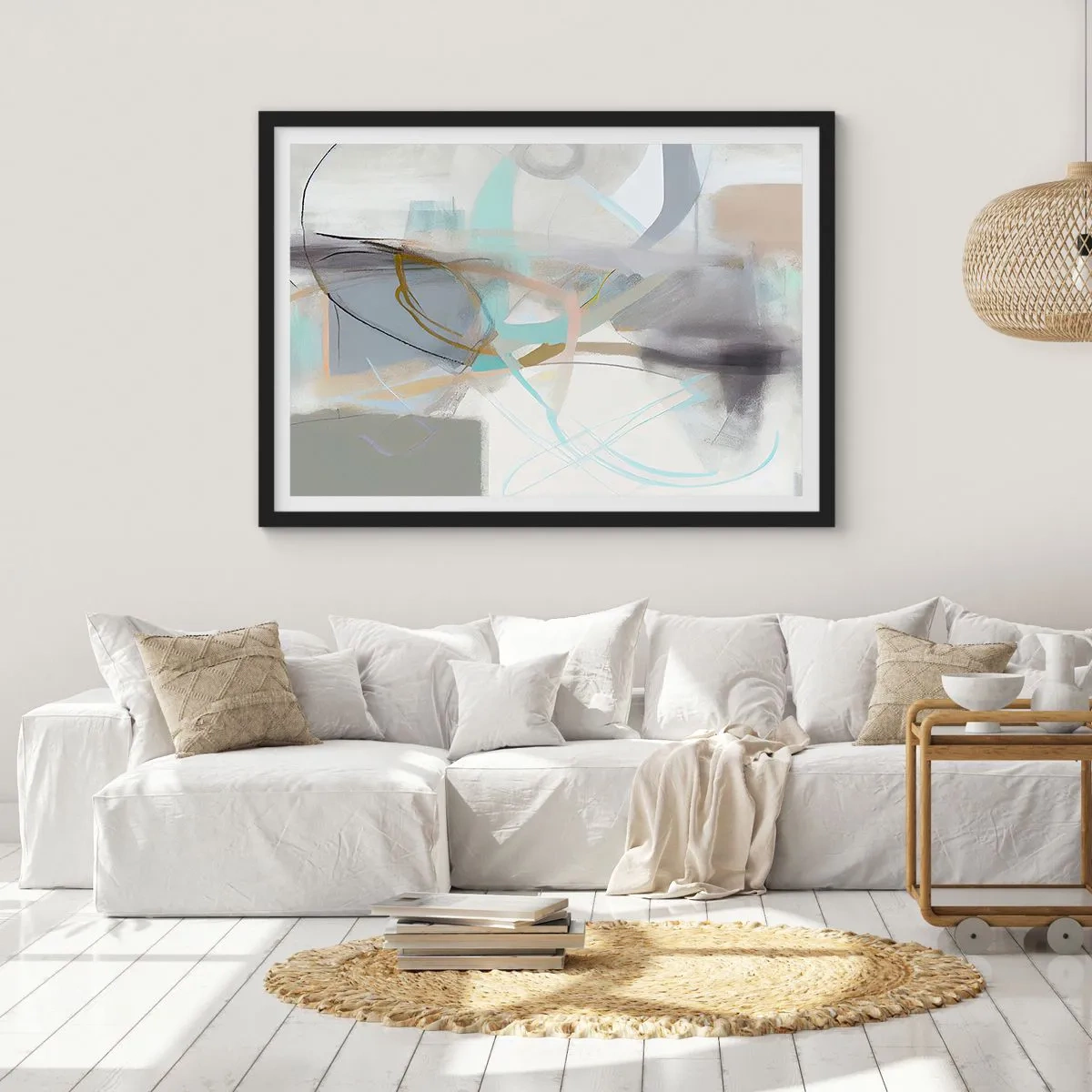 Plagát v čiernom ráme - Hmlistá abstrakcia - 70x50 cm