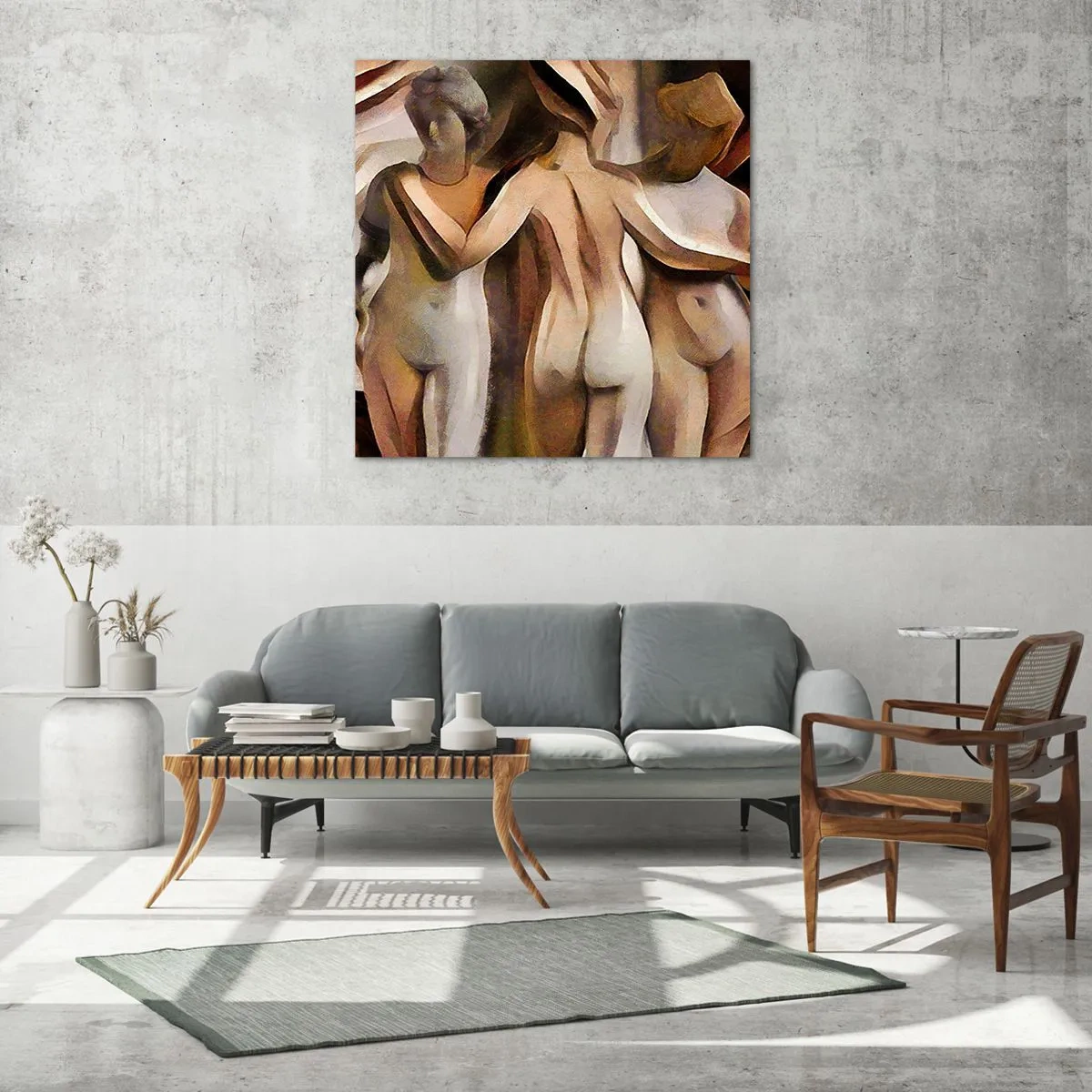 Obraz na skle - Tri Grácie 2.0 - 70x70 cm