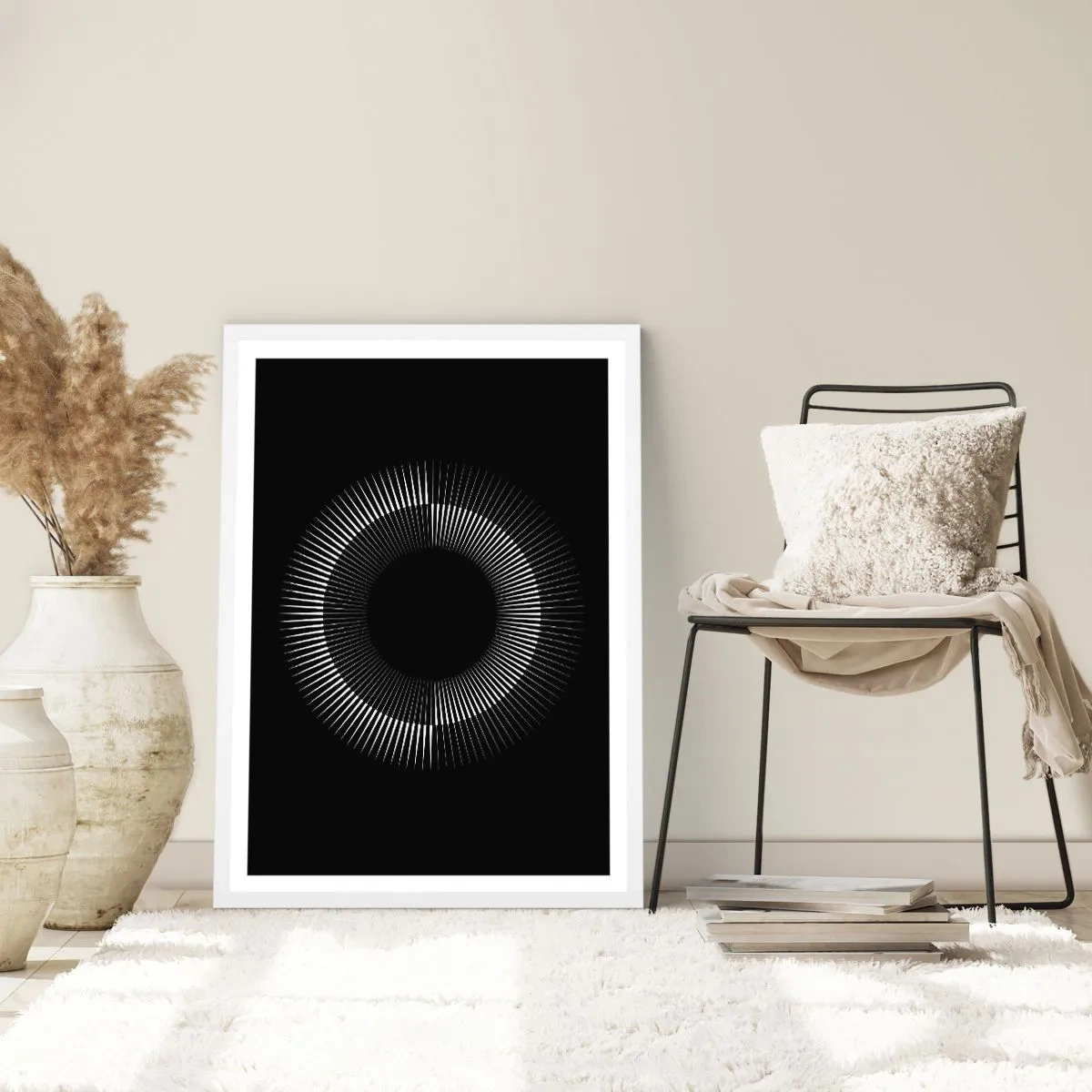 Plagát v bielom ráme - Čierne slnko - 50x70 cm