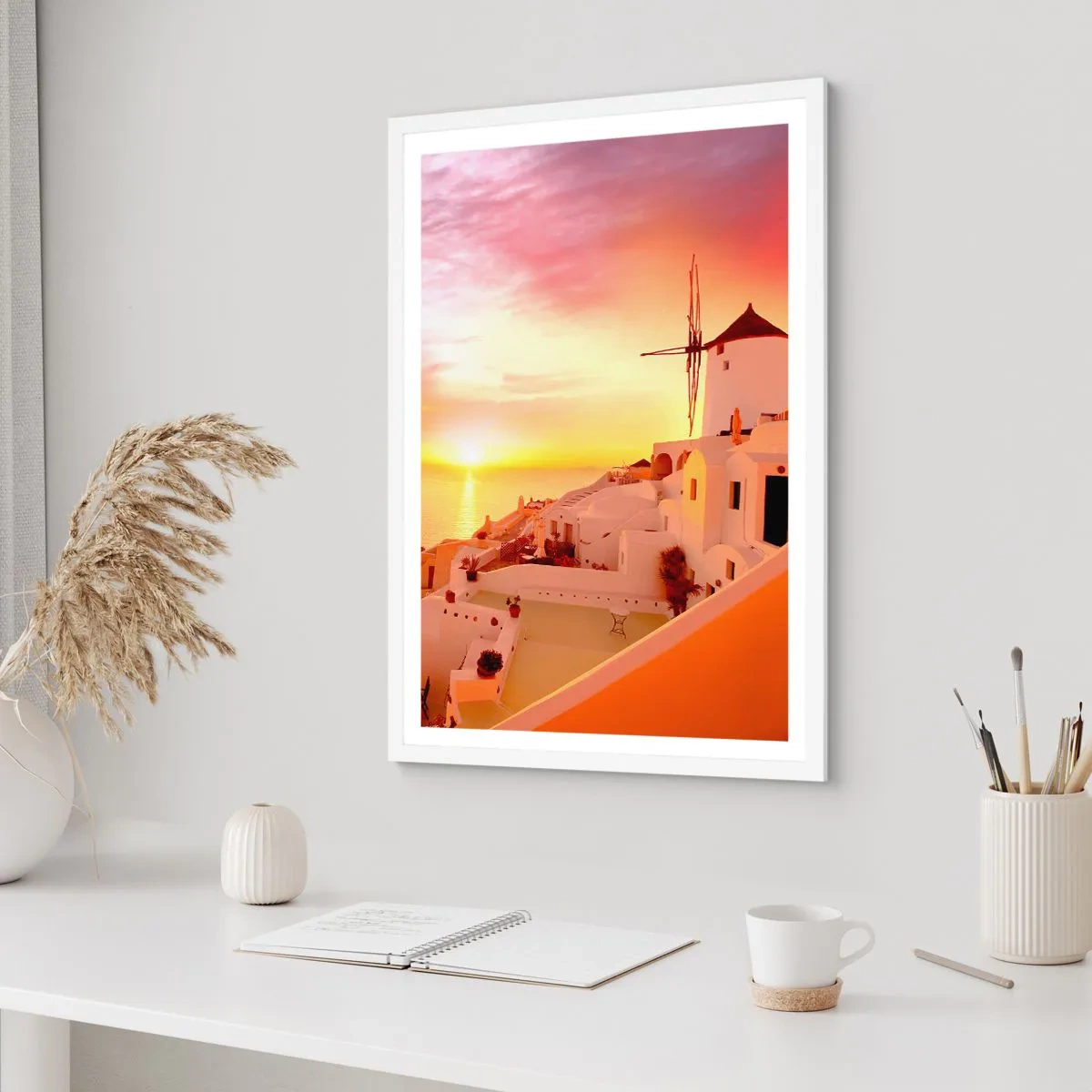 Plagát v bielom ráme - Rozplynúť sa v bielej a zlatej - 50x70 cm