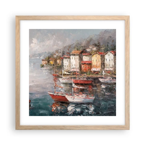 Plagát v ráme zo svetlého duba - Romantický prístav - 40x40 cm