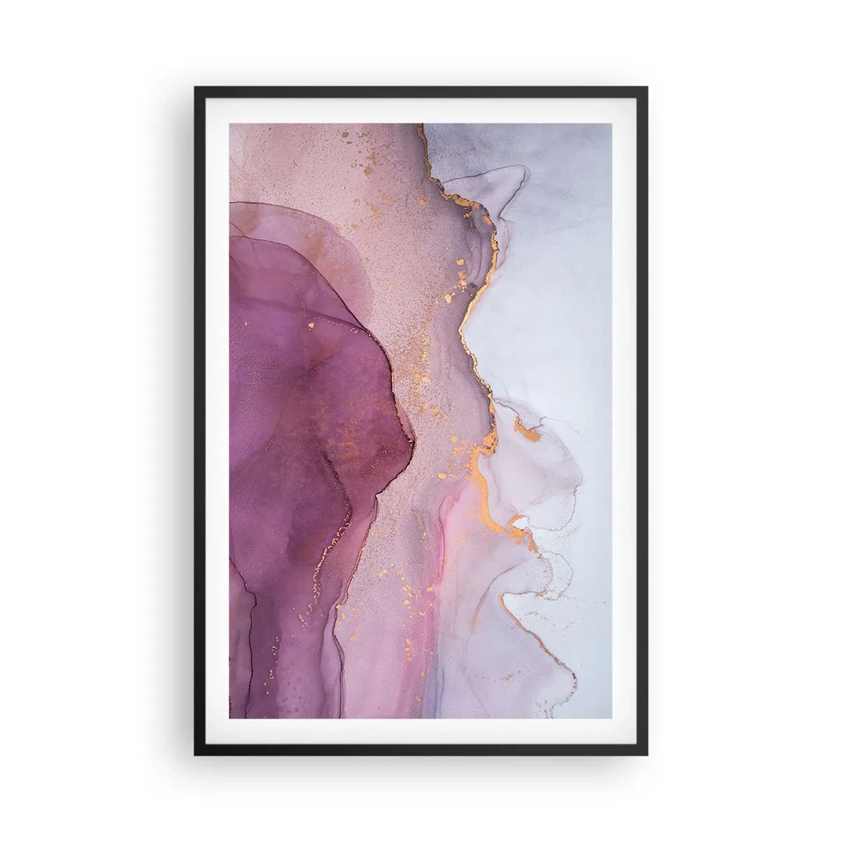 Plagát v čiernom ráme - Fialové a ľalové vlny - 61x91 cm