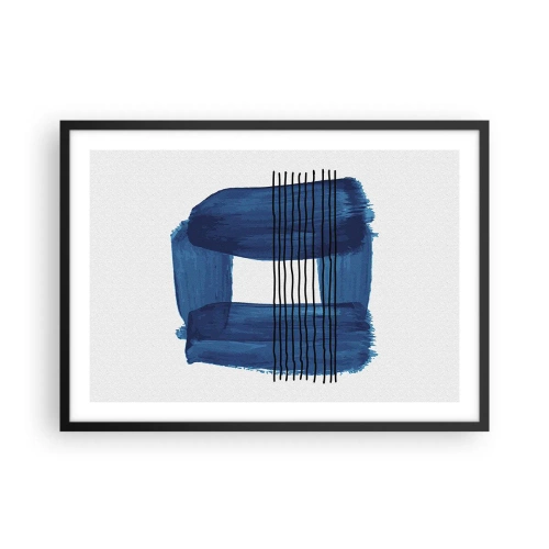 Plagát v čiernom ráme - Modročierna kompozícia - 70x50 cm