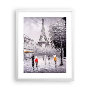 Plagát v bielom ráme - Parížska prechádzka - 40x50 cm