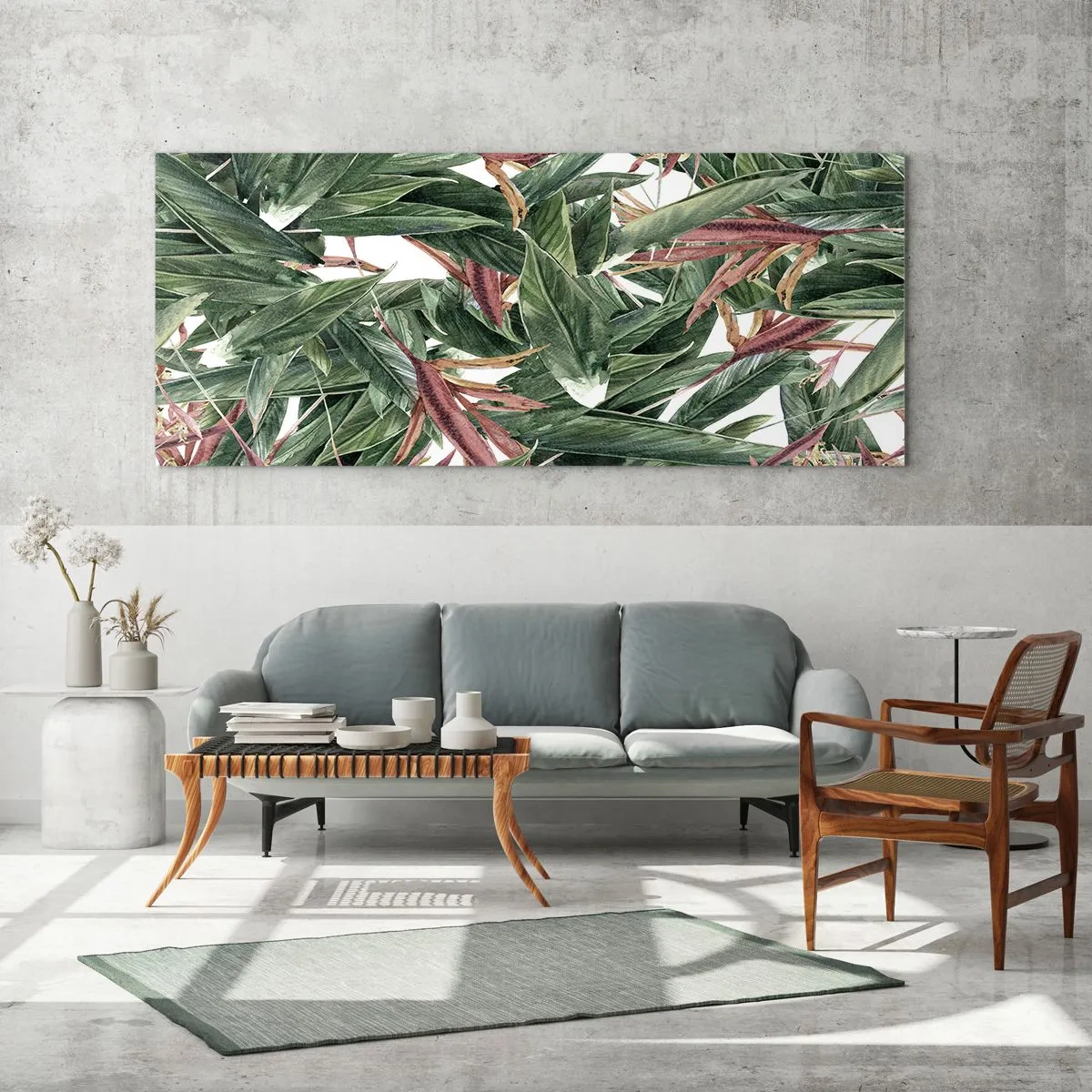 Obraz na skle - Smaragdovo-ľaliové húštie - 120x50 cm