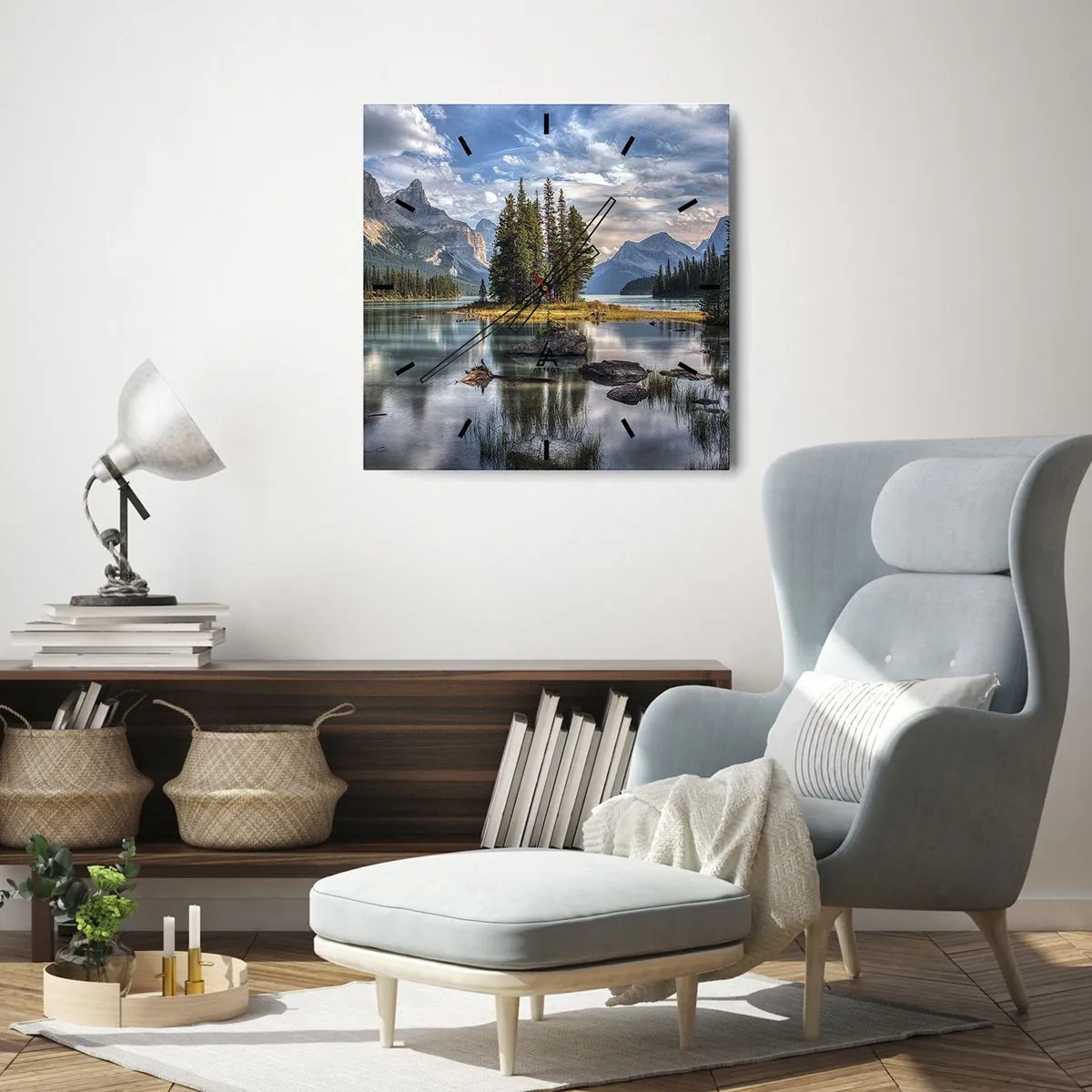 Nástenné hodiny - Pri veľkej a čistej vode… - 40x40 cm