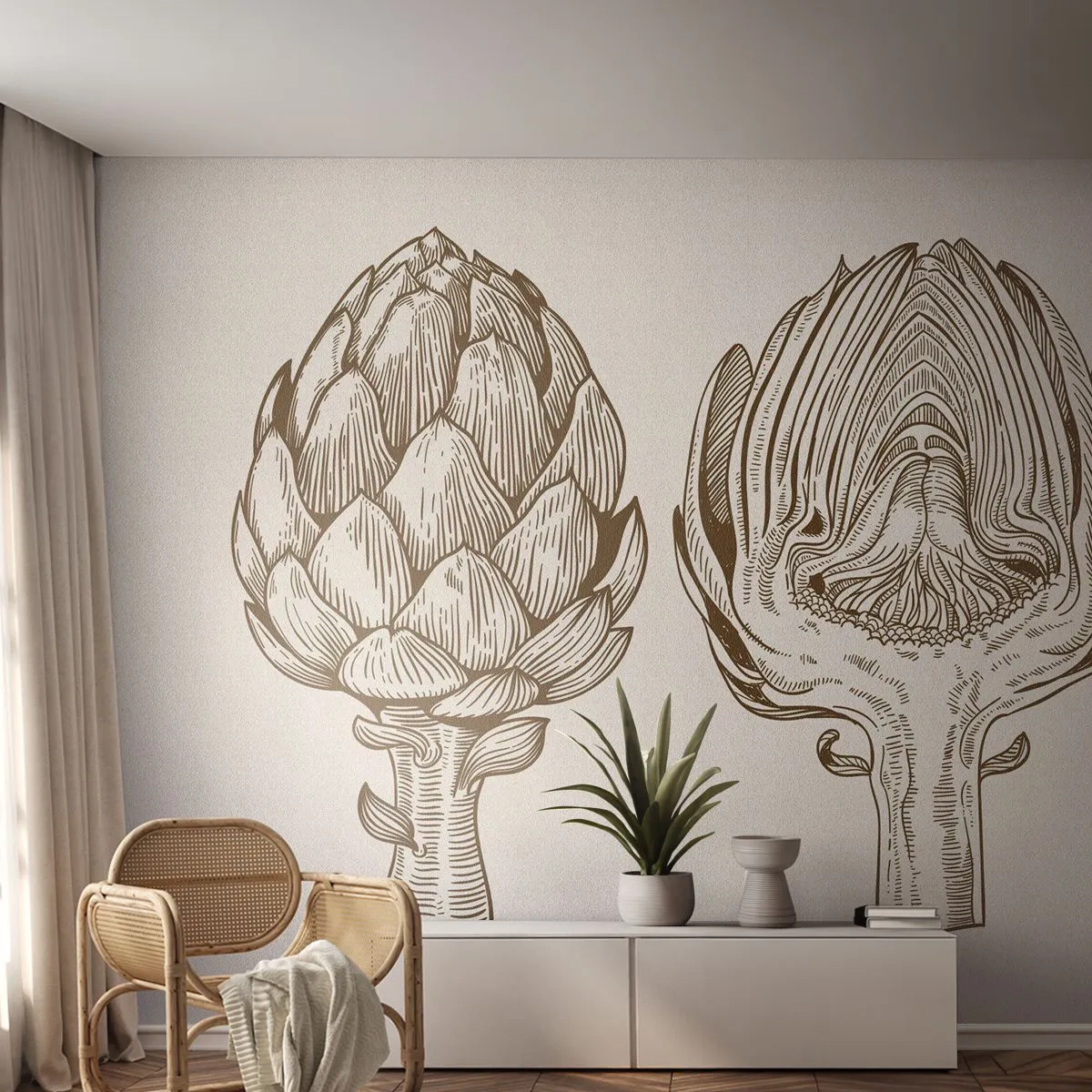 Fototapeta Standard Eco - Hodiny anatómie - Artičok, Kuchyňa, Zelenina - 300x210 cm
