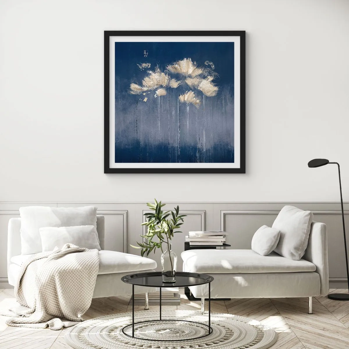 Plagát v čiernom ráme - Ako okvetné lístky vo vetre - 40x40 cm