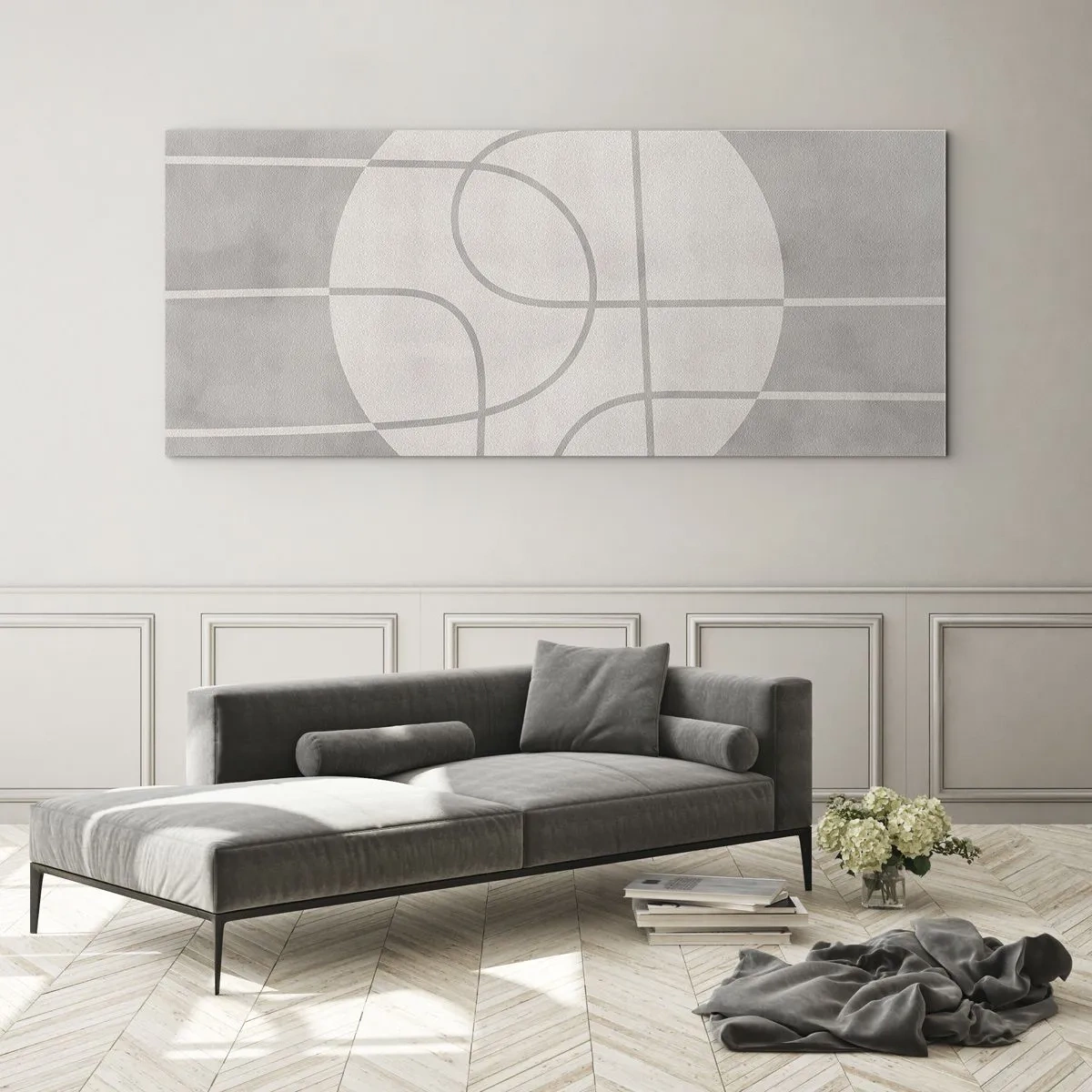 Obraz na skle - Kruhovo a priamo - 100x40 cm
