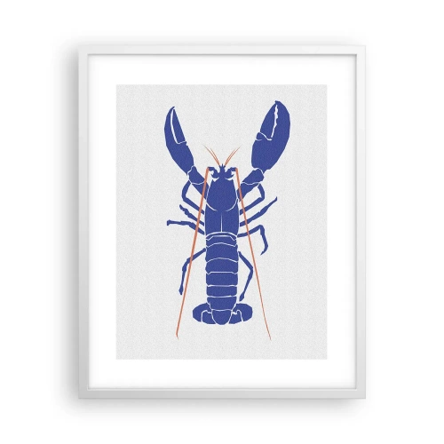 Plagát v bielom ráme - Elegantný modrý homár - 40x50 cm