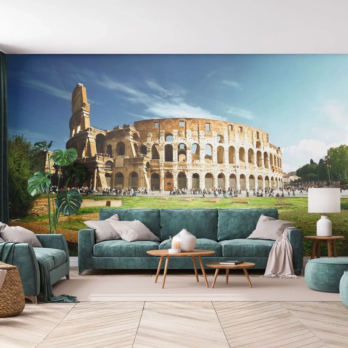 Samolepiaca Fototapeta Deluxe Sticker - Ešte je počuť hrkanie zbraní - Koloseum, Rím, Architektúra - 250x175 cm