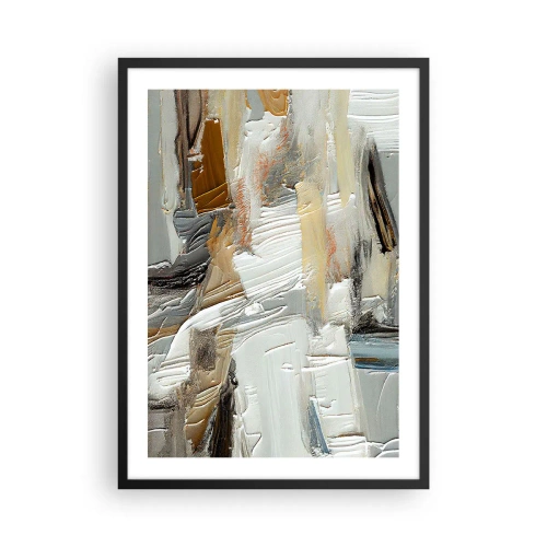 Plagát v čiernom ráme - Textúrna abstrakcia v neutrálnych odtieňoch - 50x70cm - Farebné nahromadenie - Moderná nástenná dekorácia do obývacej izby a spálne ARTTOR