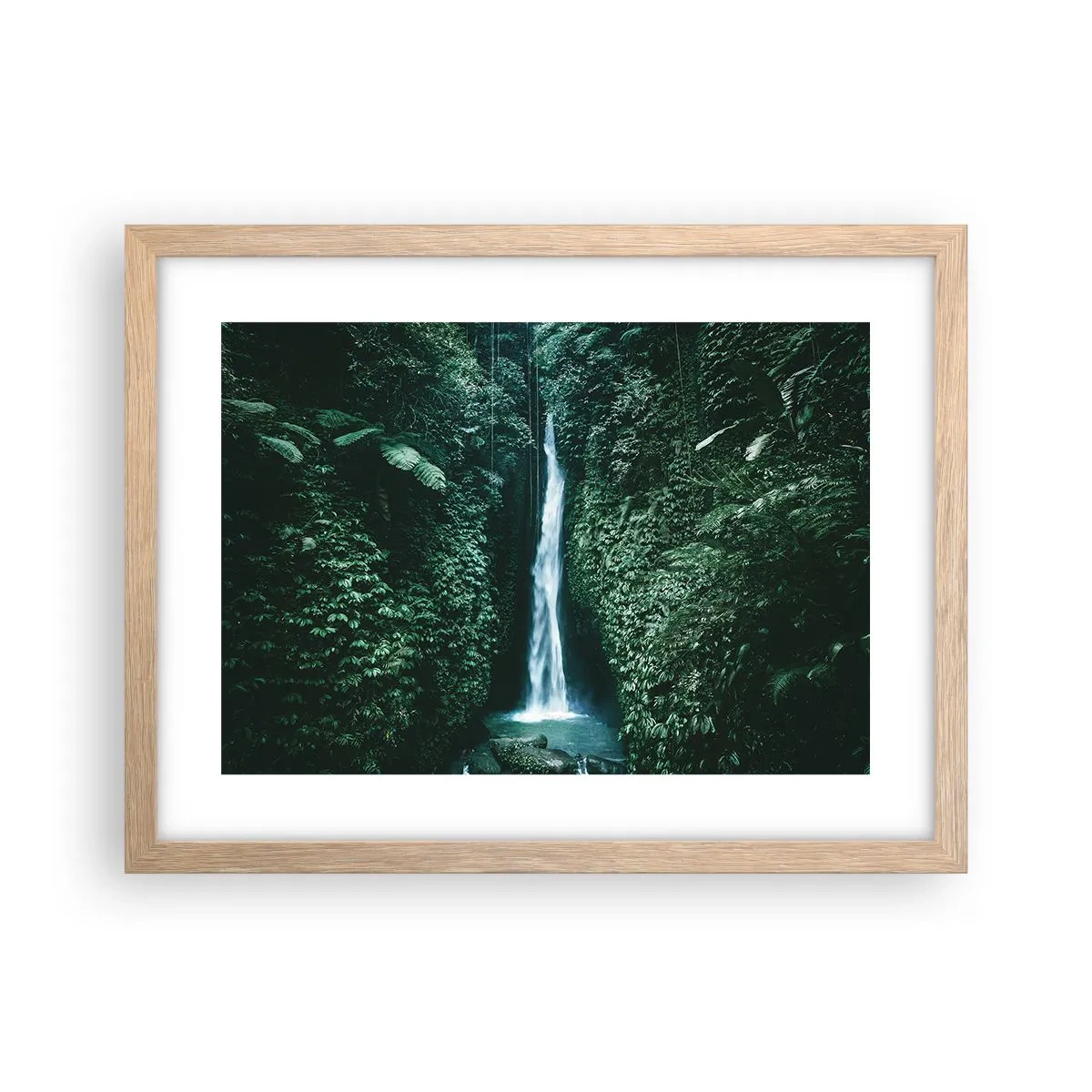 Plagát v ráme zo svetlého duba - Tropický prameň - 40x30 cm