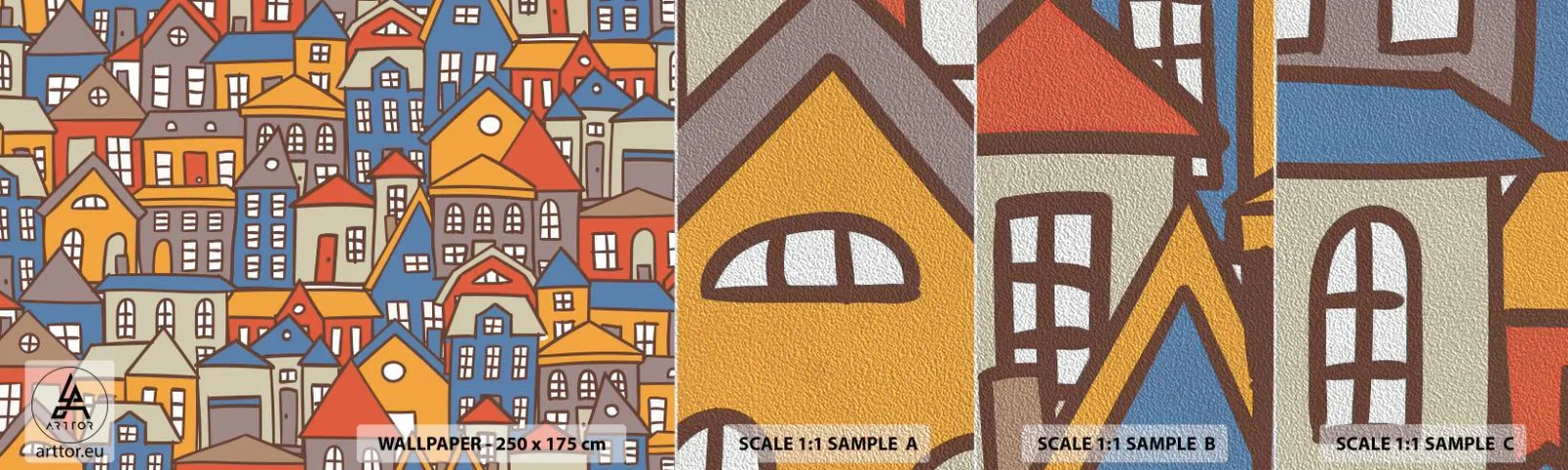 Vzorka fototapety Premium Sand - Za domom dom - Mesto, Architektúra, Staré Mesto - 100x30 cm