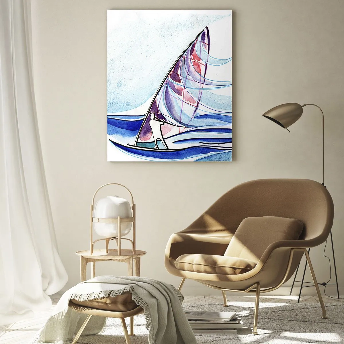Obraz na skle - S vetrom v rytme vĺn - 50x70 cm