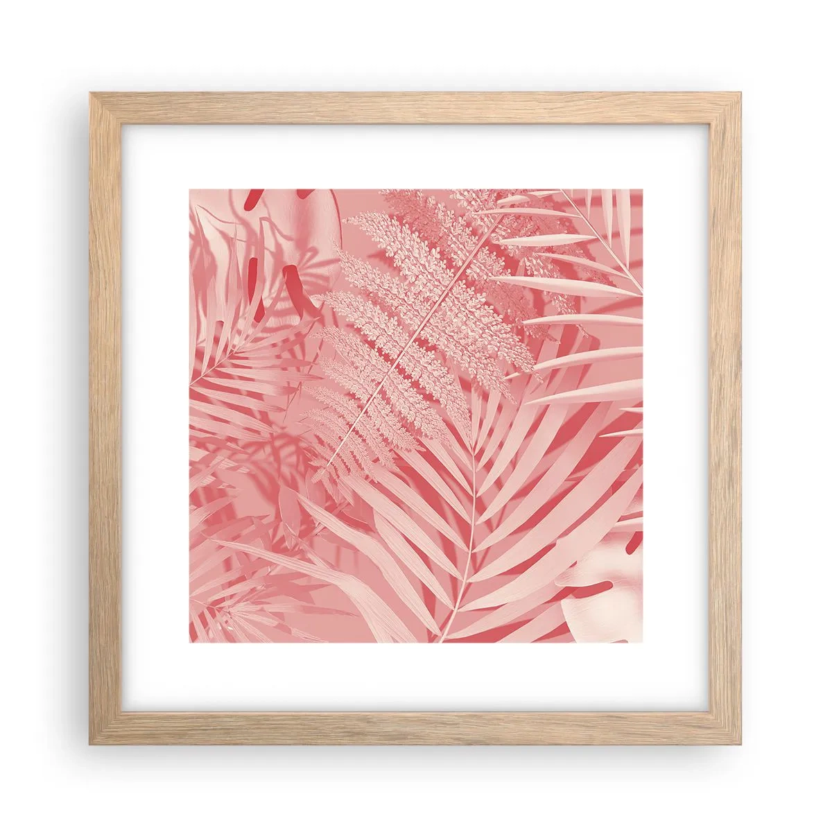 Plagát v ráme zo svetlého duba - Ružový koncept - 30x30 cm