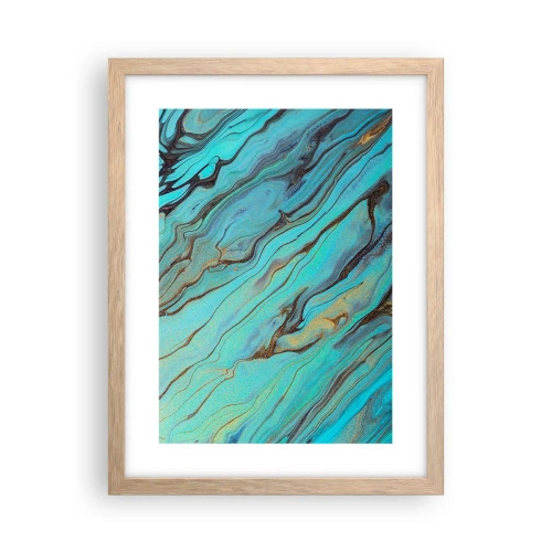 Plagát v ráme zo svetlého duba - Tyrkysový príliv - 30x40 cm