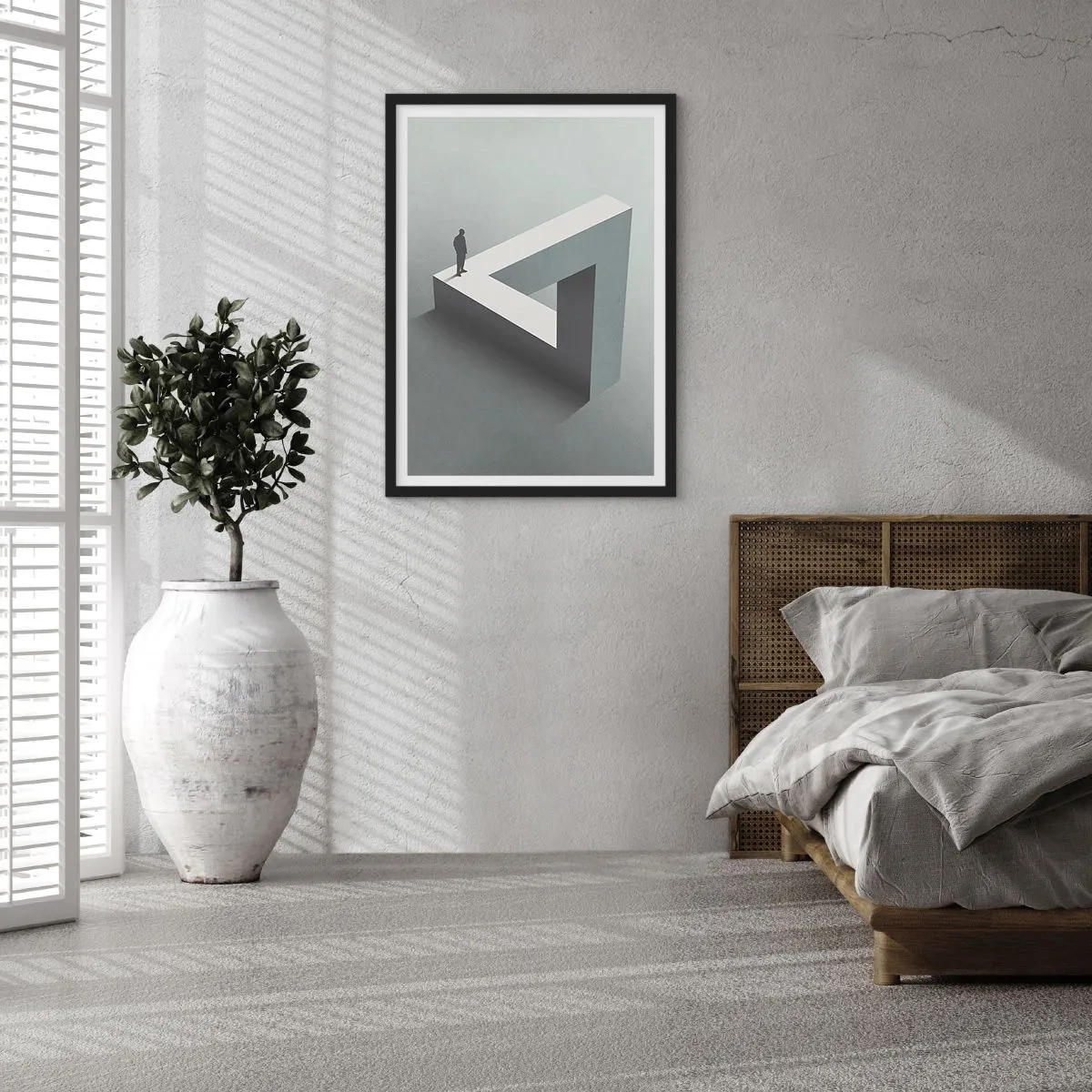 Plagát v čiernom ráme - Obrázok na nemožnom geometrickom útvare - 50x70cm - A predsa je to možné - Moderná nástenná dekorácia do obývacej izby a spálne ARTTOR